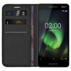 Leather Wallet Case & Card Holder Pouch for Nokia 2.1 - Black